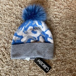 Mitchie’s Ladies Wool Blue Camo Pom Pom Winter Hat